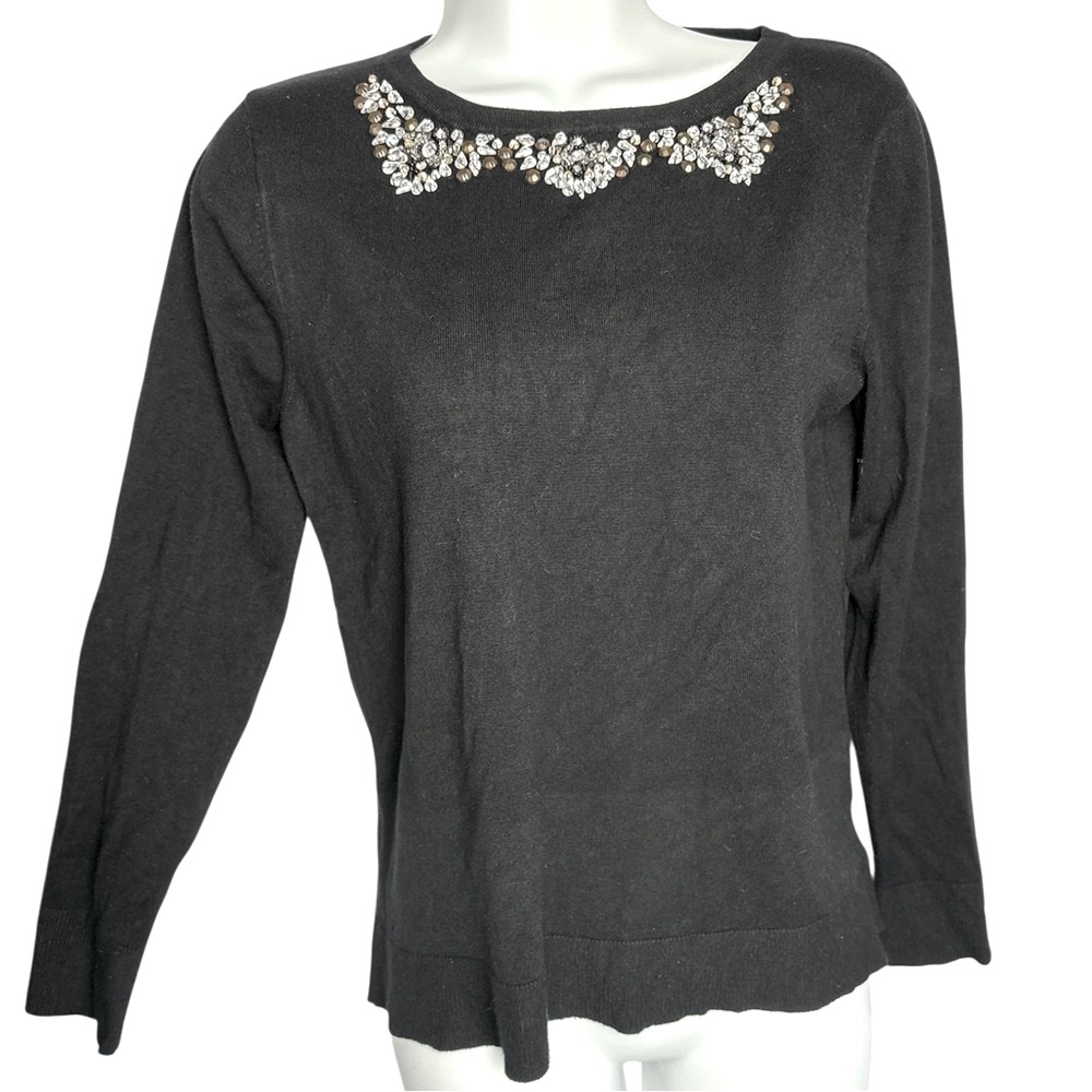 COZY GLAM Faded Glory Black Rayon Blend Sweater - L